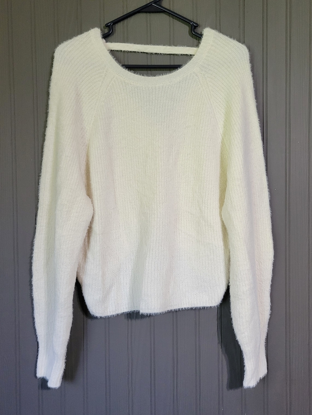 American Eagle Long Sleeve Mohair Knit Sweater Knot Back Cream Women's Small